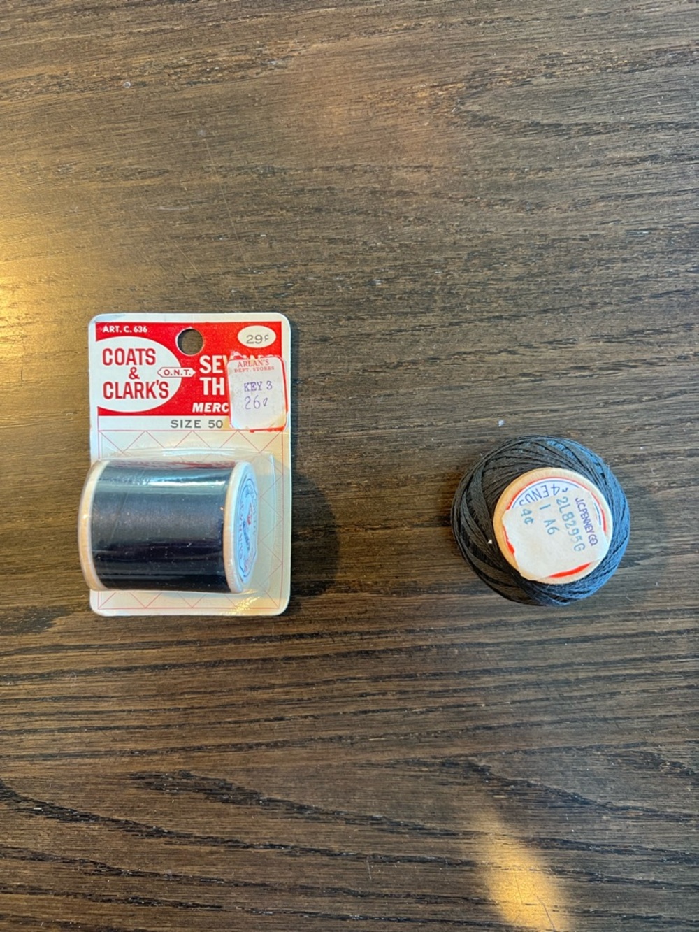 Coats & Clark's Black Thread Spool + J & P Coats Darning Cotton Black Thread